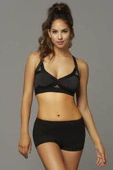 Space Dye Microfiber And Elastic Sports Bra With Bondage Detail, Netting Inserts, T-Back, And Metal Ring - STM30133 by Seven Til Midnight
